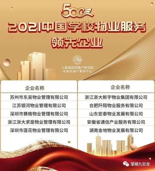 九巨龍物業(yè)榮膺物業(yè)服務企業(yè)綜合實力500強